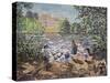 Feeding Ducks Elvaston Castle-Kirstie Adamson-Stretched Canvas