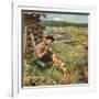 "Feeding Fawn Near Flowering Field", May 27, 1950-John Clymer-Framed Giclee Print