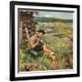 "Feeding Fawn Near Flowering Field", May 27, 1950-John Clymer-Framed Giclee Print