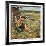 "Feeding Fawn Near Flowering Field", May 27, 1950-John Clymer-Framed Giclee Print