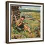 "Feeding Fawn Near Flowering Field", May 27, 1950-John Clymer-Framed Giclee Print