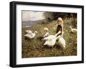 Feeding Geese, 1890-Alexander Koester-Framed Giclee Print