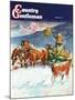 "Feeding Herd in Winter," Country Gentleman Cover, March 1, 1945-Matt Clark-Mounted Giclee Print