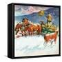 "Feeding Herd in Winter,"March 1, 1945-Matt Clark-Framed Stretched Canvas