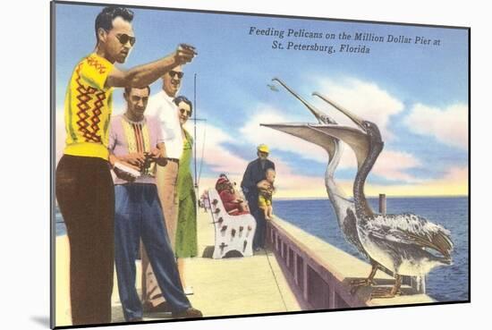 Feeding Pelicans, St. Petersburg, Florida-null-Mounted Art Print