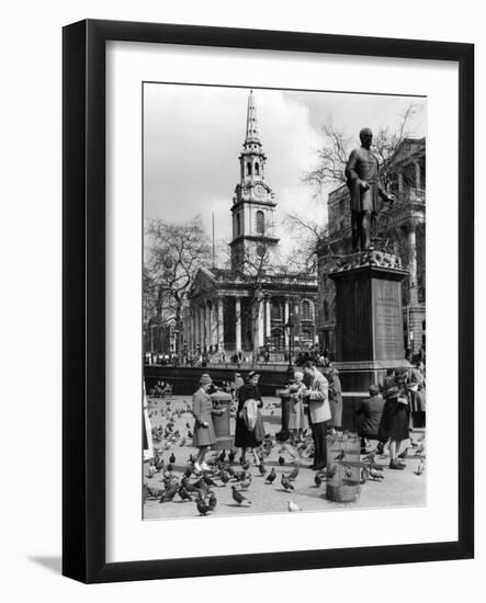 Feeding Pigeons 1950-null-Framed Photographic Print