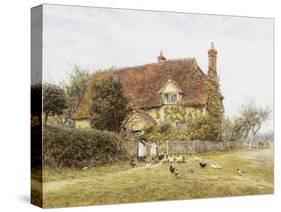 Feeding Poultry-Helen Allingham-Stretched Canvas