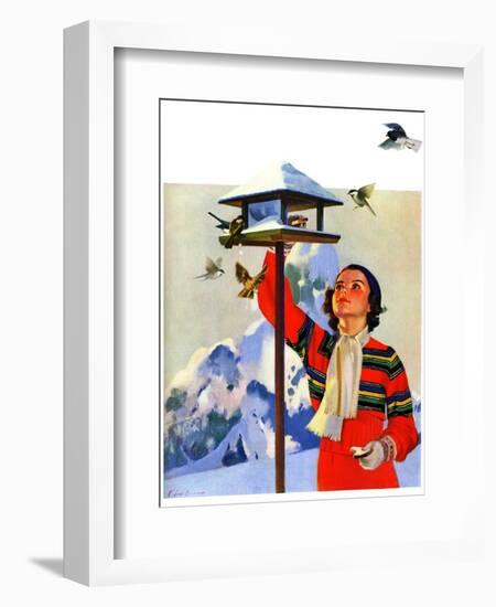 "Feeding the Birds,"February 1, 1936-Jack Murray-Framed Giclee Print