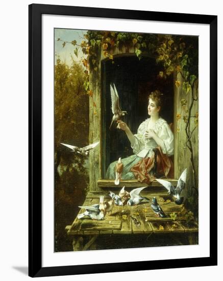 Feeding the Birds-Jan Pieter Portielje-Framed Premium Giclee Print