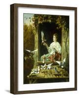 Feeding the Birds-Jan Pieter Portielje-Framed Giclee Print