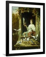 Feeding the Birds-Jan Pieter Portielje-Framed Giclee Print