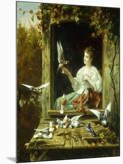 Feeding the Birds-Jan Pieter Portielje-Mounted Giclee Print