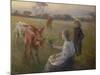 Feeding the Calves, 1906-Harold Harvey-Mounted Giclee Print