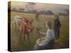 Feeding the Calves, 1906-Harold Harvey-Stretched Canvas