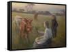 Feeding the Calves, 1906-Harold Harvey-Framed Stretched Canvas