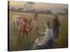Feeding the Calves, 1906-Harold Harvey-Stretched Canvas