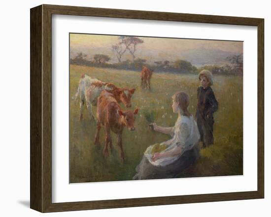 Feeding the Calves, 1906-Harold Harvey-Framed Giclee Print