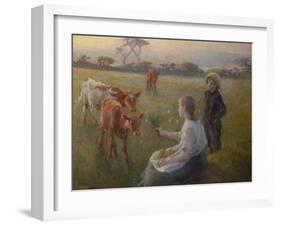 Feeding the Calves, 1906-Harold Harvey-Framed Giclee Print