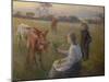 Feeding the Calves, 1906-Harold Harvey-Mounted Giclee Print
