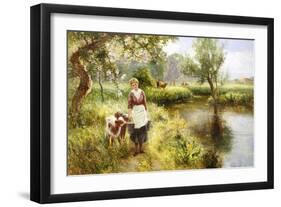 Feeding the Calves-Ernest Walbourn-Framed Giclee Print