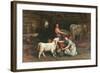 Feeding The Calves-Joseph Denovan Adam-Framed Giclee Print