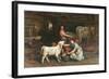 Feeding The Calves-Joseph Denovan Adam-Framed Giclee Print