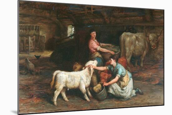 Feeding The Calves-Joseph Denovan Adam-Mounted Giclee Print