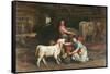 Feeding The Calves-Joseph Denovan Adam-Framed Stretched Canvas