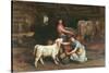 Feeding The Calves-Joseph Denovan Adam-Stretched Canvas
