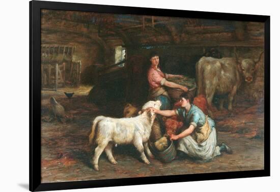 Feeding The Calves-Joseph Denovan Adam-Framed Giclee Print