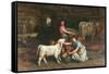 Feeding The Calves-Joseph Denovan Adam-Framed Stretched Canvas