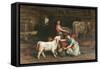 Feeding The Calves-Joseph Denovan Adam-Framed Stretched Canvas