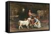 Feeding The Calves-Joseph Denovan Adam-Framed Stretched Canvas