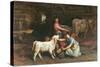 Feeding The Calves-Joseph Denovan Adam-Stretched Canvas