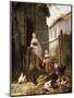 Feeding the Chickens, (Maes and Jan David Col, 1822-1900)-Eugene Remy Maes-Mounted Giclee Print