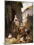 Feeding the Chickens, (Maes and Jan David Col, 1822-1900)-Eugene Remy Maes-Mounted Giclee Print