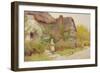 Feeding the Chickens watercolor-Arthur Claude Strachan-Framed Giclee Print