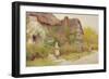 Feeding the Chickens watercolor-Arthur Claude Strachan-Framed Giclee Print