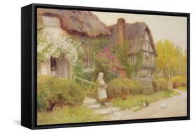 Feeding the Chickens watercolor-Arthur Claude Strachan-Framed Stretched Canvas