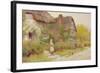 Feeding the Chickens watercolor-Arthur Claude Strachan-Framed Giclee Print