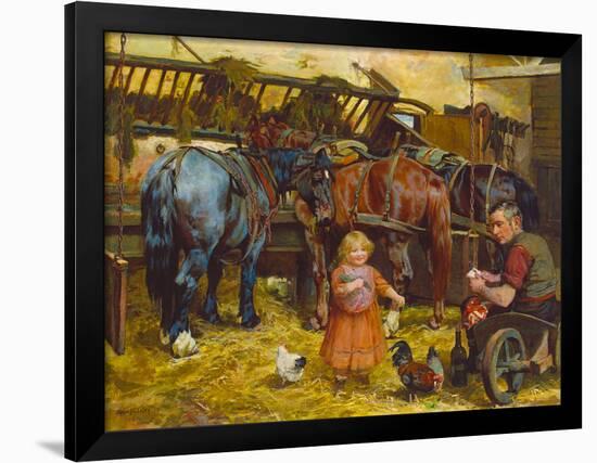 Feeding the Chickens-Arthur Elsley-Framed Premium Giclee Print