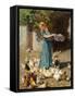 Feeding the Chickens-Luigi Rossi-Framed Stretched Canvas