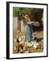 Feeding the Chickens-Luigi Rossi-Framed Giclee Print