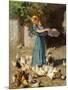 Feeding the Chickens-Luigi Rossi-Mounted Giclee Print