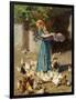 Feeding the Chickens-Luigi Rossi-Framed Giclee Print