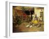 Feeding the Chickens-Benlliure y Gil Jose-Framed Giclee Print