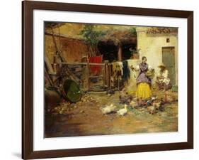 Feeding the Chickens-Benlliure y Gil Jose-Framed Giclee Print