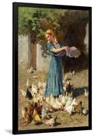 Feeding the Chickens-Luigi Rossi-Framed Giclee Print