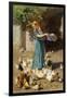 Feeding the Chickens-Luigi Rossi-Framed Premium Giclee Print