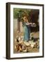 Feeding the Chickens-Luigi Rossi-Framed Premium Giclee Print